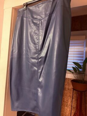City Chic Deep Teal Faux Leather SKIRT sz14